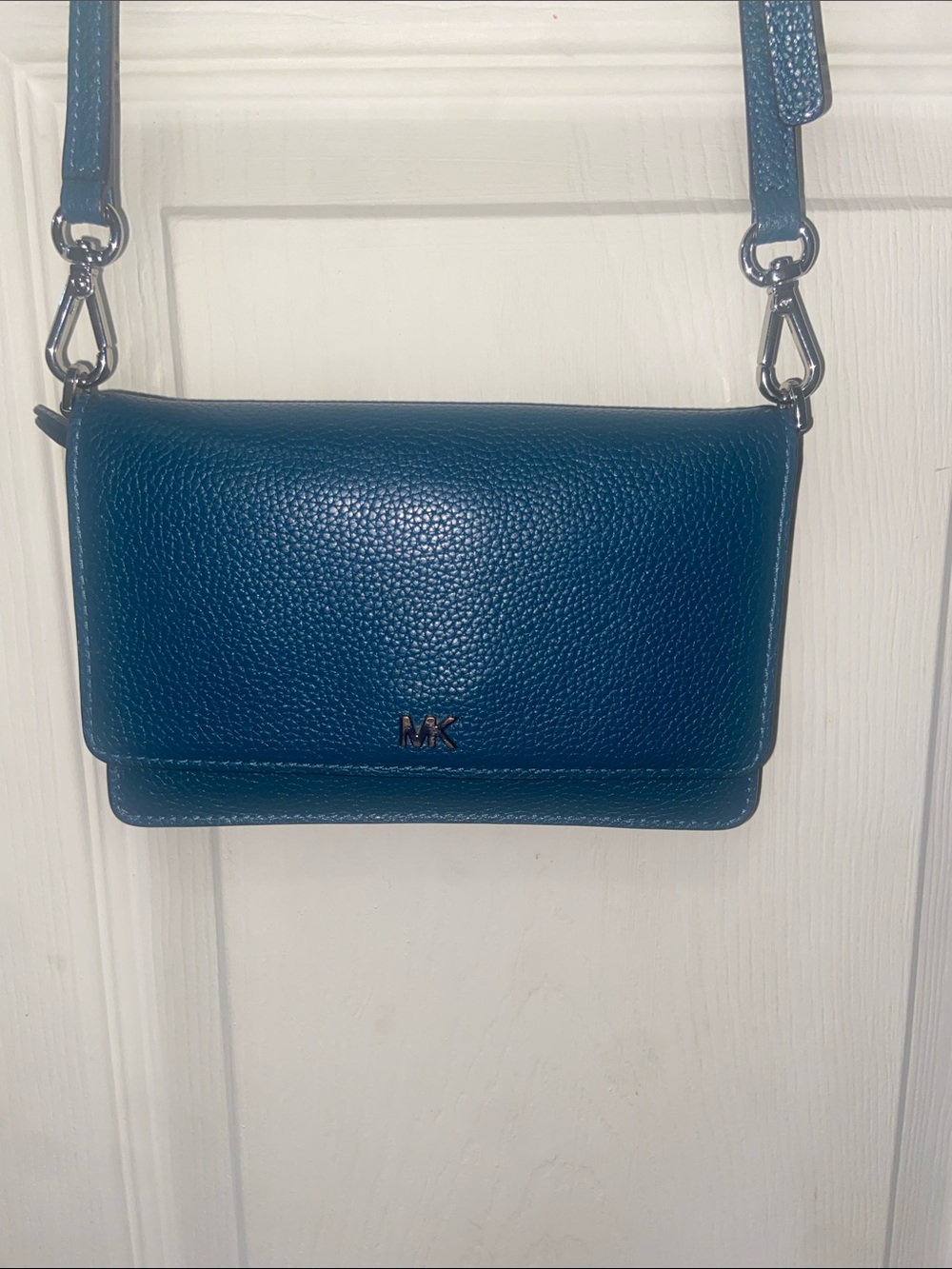 Michael Kors Blue Pebbled Leather Crossbody